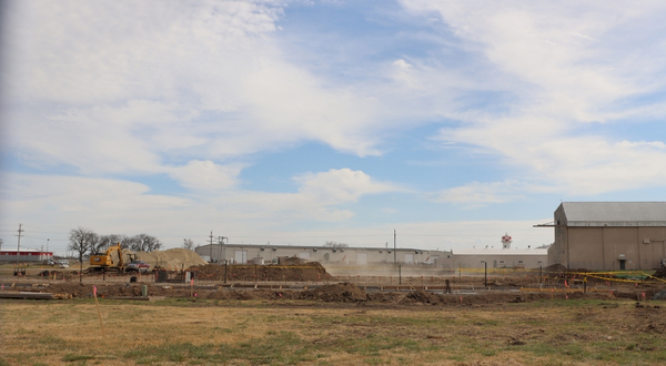 Rubble and dirt piled up as apart of the Aerospace Education Hub construction at K-State Salina