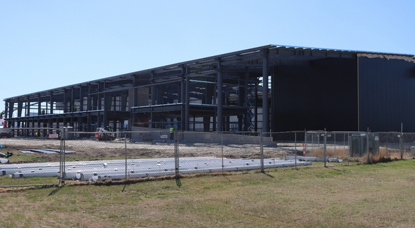 K-AIRES studio under construction on a bright sunny day at the K-State Salina campus.