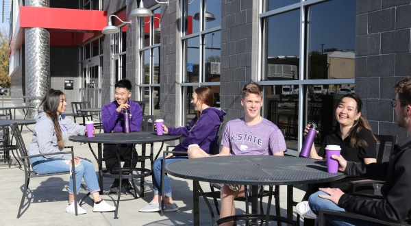 K-State Salina students conversing with one another.