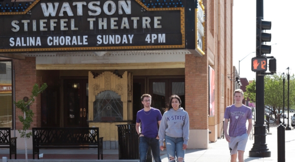 K-State Salina students walking in downtown Salina