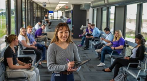 K-State Salina student with career options thanks to the campus's Career Services that facilitates opportunities for all students. 