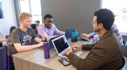 Students in Earhart Hall studying