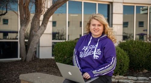 Student studying at the K-State Salina campus