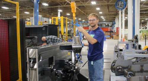 A K-State Salina student working part-time at Great Plains Manufacturing.