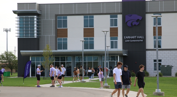 Students moving into Earthart Hall at the K-State Salina campus.