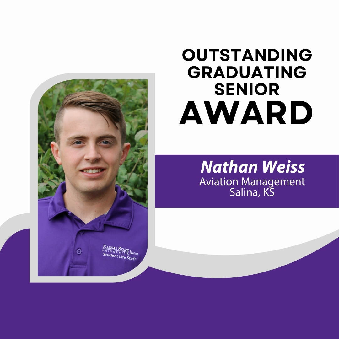 A social media graphic showing Nathan Weiss as the Outstanding Graduating Senior Award recipient